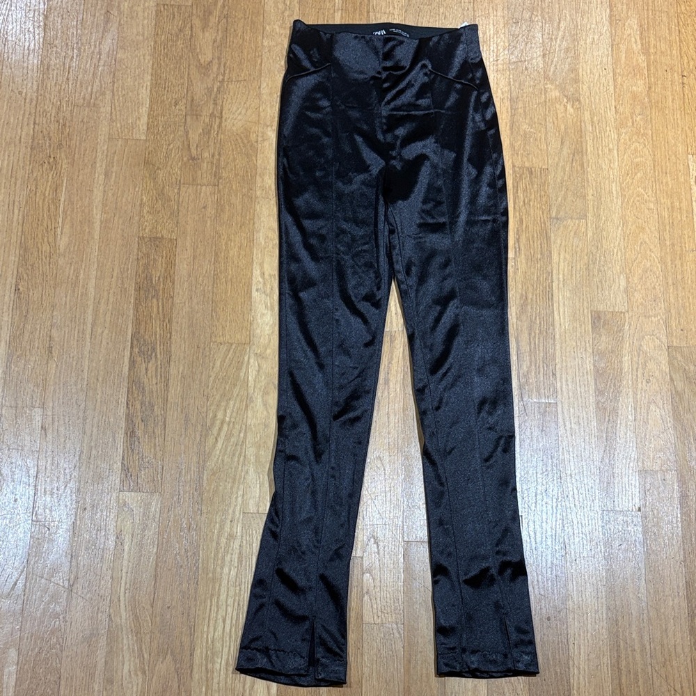 Zara Black Satin Bootcut Trousers